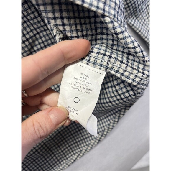 Pendleton Fitted Shirt Men Large Blue Plaid Virgin Wool Spandex Long Sleeve - Picture 3 of 4